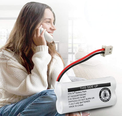 BT162342 BT262342 Cordless Phone Batteries Compatible with BT183342 BT283342 BT166342 BT266342 Vtech CS6114 CS6419 CS6719 At&T EL52300 CL80111 Handset Telephone (Pack of 2)